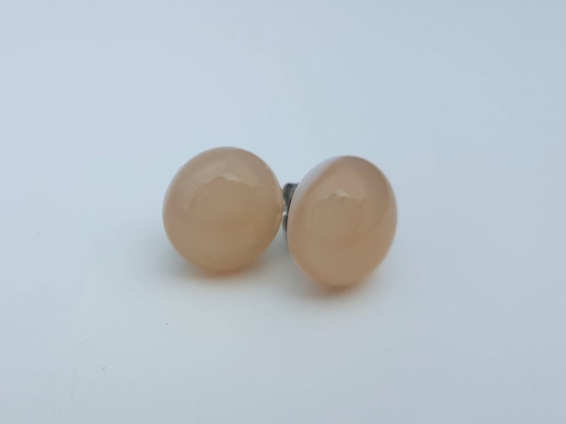 Champagne Fused Glass Stud Earrings