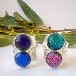 Pinky Purple Dichroic Fused Glass Adjustable Ring image 3