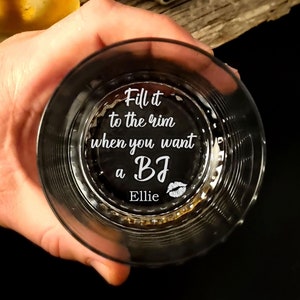 Engraved Whiskey Glass with Funny Bottom Message Unique Gift for Him Husband Boyfriend  Personalized Barware