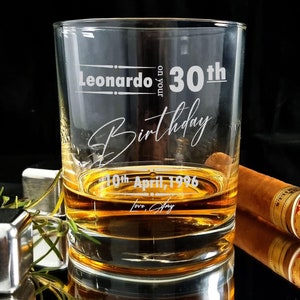 Benutzerdefiniertes 40er 50er 60er Geburtstagsgeschenk für ihn Whiskyglas, Perfektes Geburtstagsgeschenk für Whisky-Liebhaber, personalisiertes Glasgeschenk für Männer