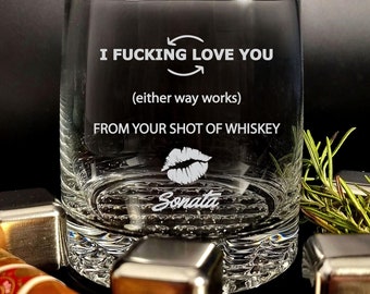 Engraved Whiskey Glass: Funny Gift for Him, Custom Message