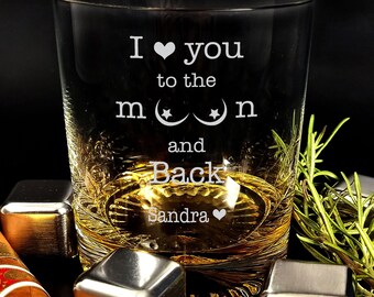 Personalized I Love You Whiskey Glass: Romantic Gift for Him
