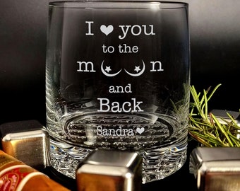 Personalized I Love You Whiskey Glass: Boyfriend Gift