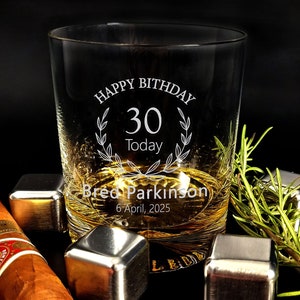 30. Jahre Geburtstagsgeschenk für ihn Whiskyglas, perfektes geätztes Glas Geburtstagsgeschenk für Whisky-Liebhaber, personalisiertes Glasgeschenk für Männer