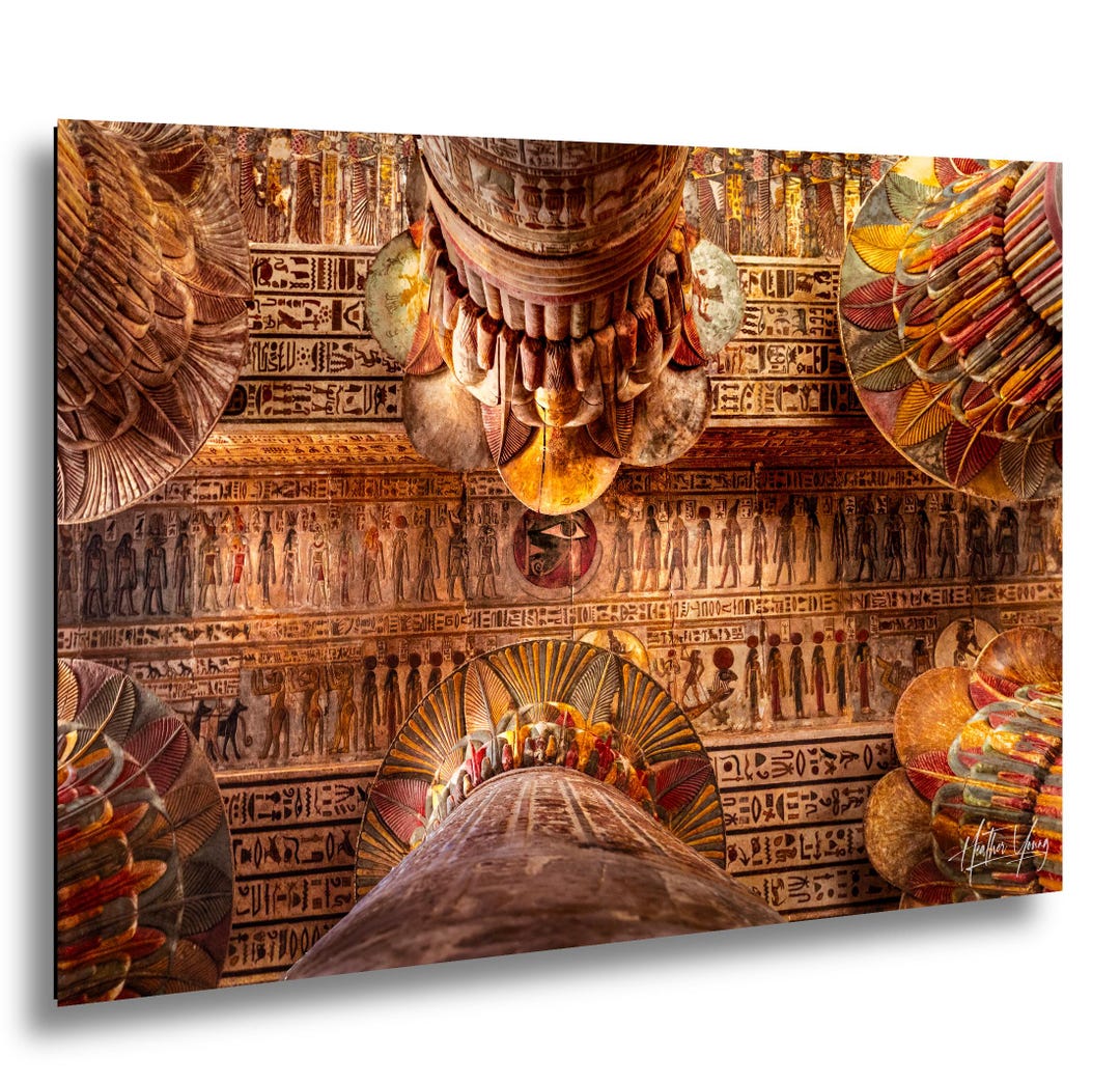 Esna Temple Ceiling Print, Ancient Egyptian Hieroglyph Wall Art, Temple ...