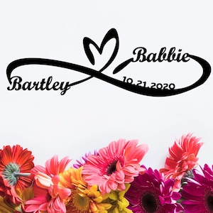 Benutzerdefinierte Infinity Metall Namensschild für Paare, personalisierte Infinity Wanddekoration, ideale Einweihungsgeschenke, Geschenk für Hochzeit, Jubiläumsgeschenk