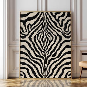 Zebra Lines I – Zebra Print Wall Art, Black Beige Animal Pattern Printable