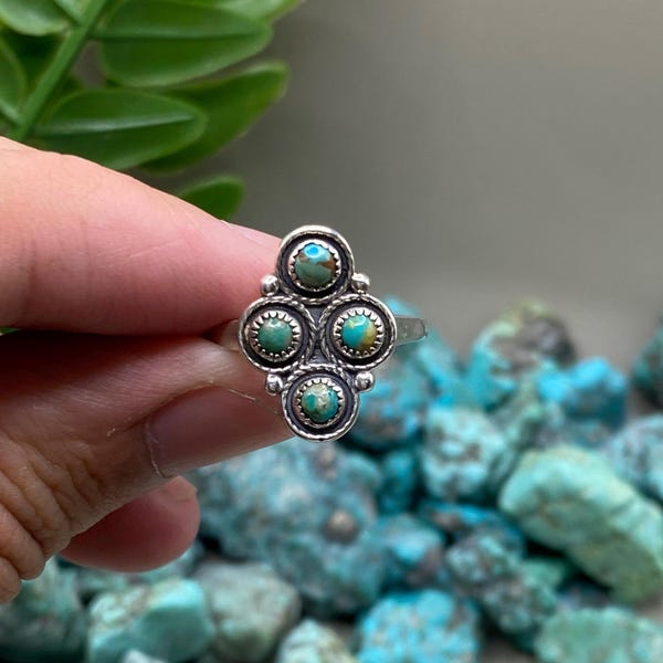 Native American Ring 3.61g 925 Silber mit natürlichen Arizona Türkis Schmuck Vintage Boho Ring für Männer und Frauen