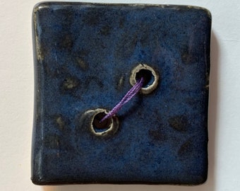 Blue Square Ceramic Button (lg)