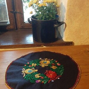 Matyó hand embroidered folk art doily Matyó vintage doily traditional Hungarian embroidery centerpiece for collectors gift for grandmother