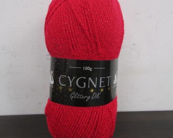 Brand New Glittery Deluxe Cygnet Yarn - Red Berry - Glittery DK - 100g - Acrylic - Machine Washable - Knitting and Crochet Wool