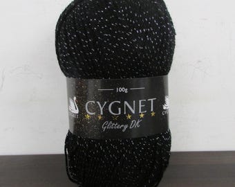 Brand New Glittery Deluxe Cygnet Yarn - Coal - Glittery DK - 100g - Acrylic - Machine Washable - Knitting and Crochet Wool