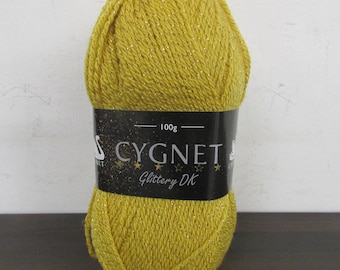 Brand New Glittery Deluxe Cygnet Yarn - Golden Rings - Glittery DK - 100g - Acrylic - Machine Washable - Knitting and Crochet Wool