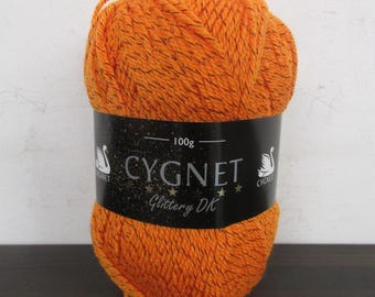 Brand New Glittery Deluxe Cygnet Yarn - Jack O Lantern - Glittery DK - 100g - Acrylic - Machine Washable - Knitting and Crochet Wool