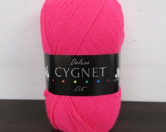 Brand New Deluxe Cygnet Yarn - Bright Pink - DK - 100g - Acrylic - Machine Washable - Knitting and Crochet Wool
