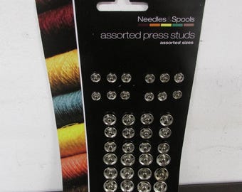 Haberdashery - Needles & Spools 36 Assorted Press Studs Assorted Sizes