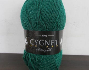 Brand New Glittery Deluxe Cygnet Yarn - Pine - Glittery DK - 100g - Acrylic - Machine Washable - Knitting and Crochet Wool