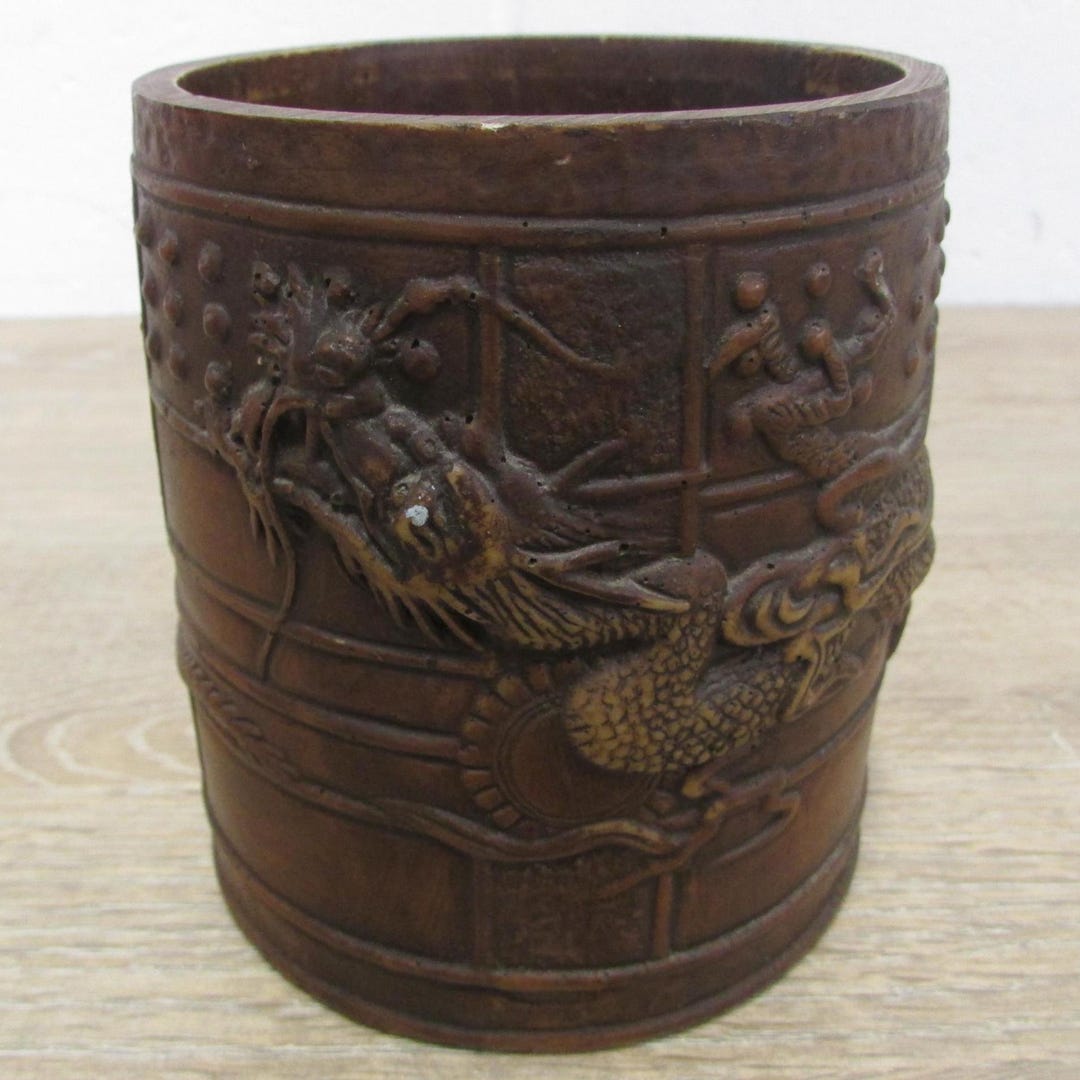 Dragon Pot Risers Resin Sculpted Pot With Intricate Chinese Dragon Design Base Marked 603 ...
