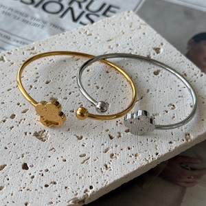 Clover Bangle, stainless steel & 18k Gold plated, flower van cleef bangle, gold plated bangle, adjustable bangle, showersafe, bangles