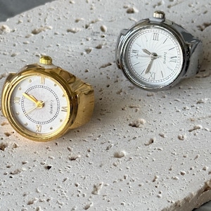 Finger Watch, Watch Ring, stainless steel & 18k gold plated, Y2K ring watch, Vintage watch, Gold ring, Silver Ring, Retro Band watch ring