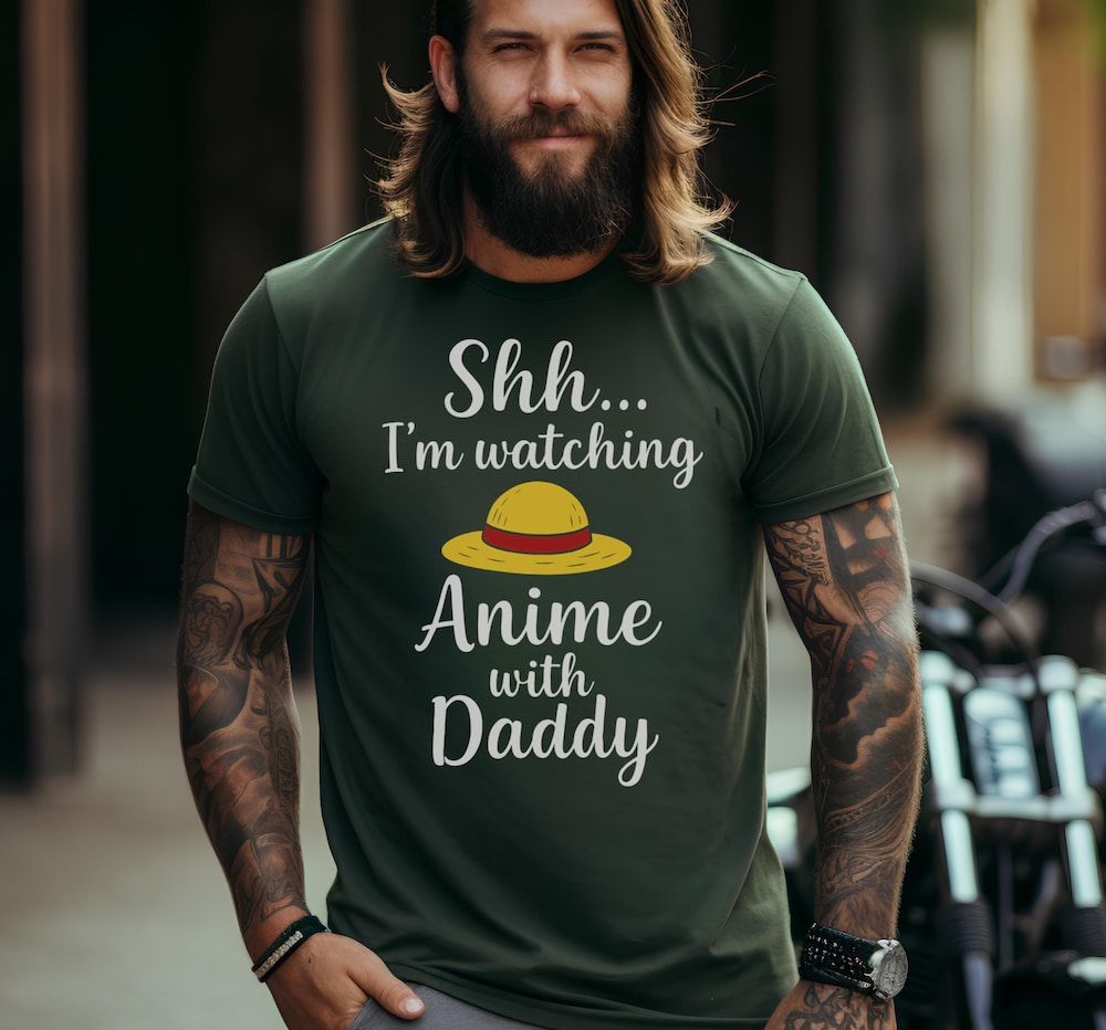 Father'S Day Anime Shirt - Shh I'M Watching Anime With Daddy - One Piece Dad Gift Tee Anime Father'S Day Tee, Unisex Anime Shirt Onlytee