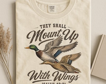 They Shall Mount Up With Wings T-shirt met eend | Schrifttekst Jesaja 40:31