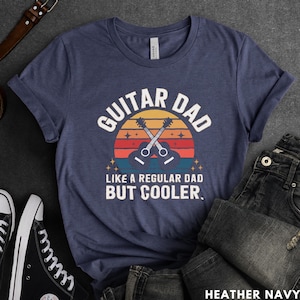 Guitar Dad Unisex Tee - Vintage Retro Musician Shirt, Funny Gift for Father&#39;s Day - Music Lover T-Shirt, Regular Dad But Cooler