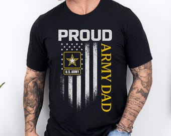 Maglietta "Proud Army Dad": maglietta militare con bandiera patriottica degli Stati Uniti