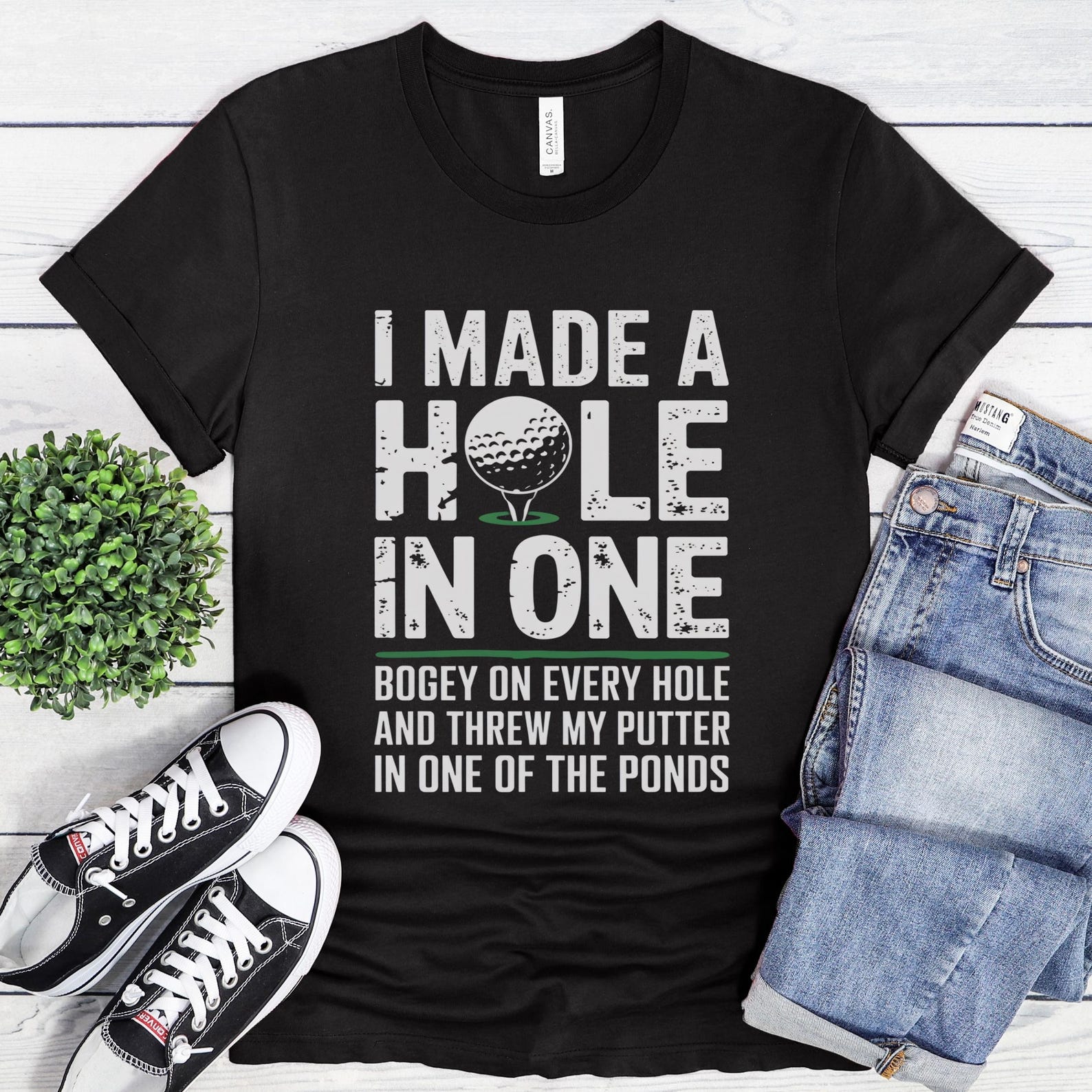 Funny Golf Shirt i Made a Hole in One Golf Humor Tee for Golfers Bogey ...