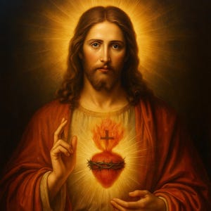 Sacred Heart of Jesus Painting : Christian Art Catholic Home Decor(Digital Download)