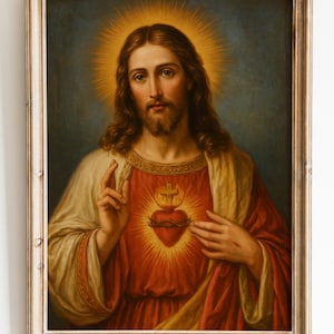 Imagen del Sagrado Corazón de Jesús: Arte religioso para la decoración del hogar católico (Descarga digital)