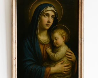 聖母マリアと幼子イエスのアートプリント：カトリックの室内装飾