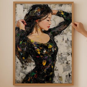 Portrait Woman Abstract Contemporary Artwork trendy wall art, Woman Moody Portrait Print, Portrait Woman Print Digital Download #81