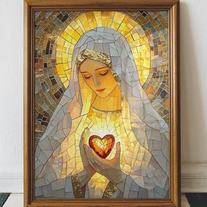 Retrato del Inmaculado Corazón de María: Arte mural católico (descarga digital)