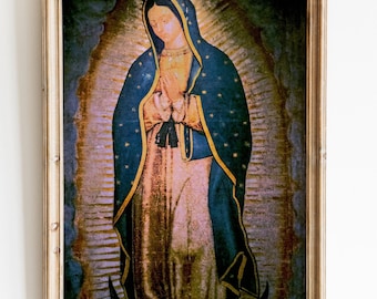 Our Lady of Guadalupe Painting, Blessed Virgin Mary Catholic Decor (Digital Download)
