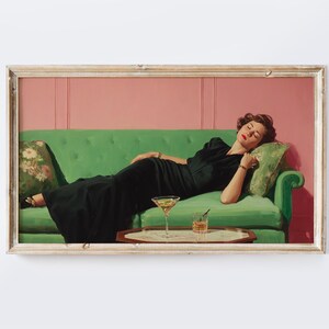マティーニを持つ退廃的な女の子、カクテルアートプリント、カクテルウォールアート、バーアートポスター、カクテルアートバーカート装飾、ウォールアート印刷可能 #72