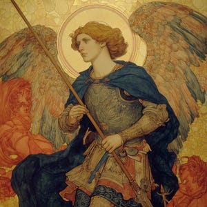 Archangel Michael Painting for Living Room, Archangel Saint Michael Wall Art for Home Decor, St. Michael Digital Wall Art #202