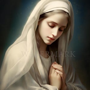 Blessed Virgin Mary Real Wall Art for Living Room Virgin Mary Painting  Mother of God Painting for Home Decor Our Lady Catholic Art  #104