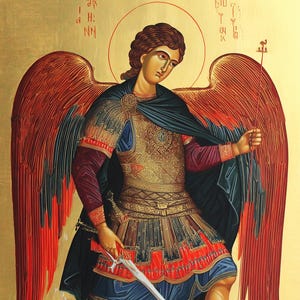 Archangel Michael Picture for Living Room, Archangel Saint Michael Icon Byzantine Style for Home Decor, St. Michael Digital Download #199