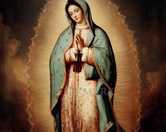 Our Lady of Guadalupe Painting, Virgin Mary Wall Art (Digital Download)