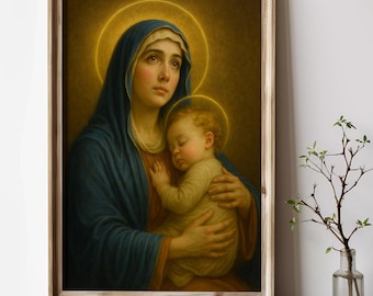 聖母マリアと幼子イエスのアートプリント：カトリックの室内装飾