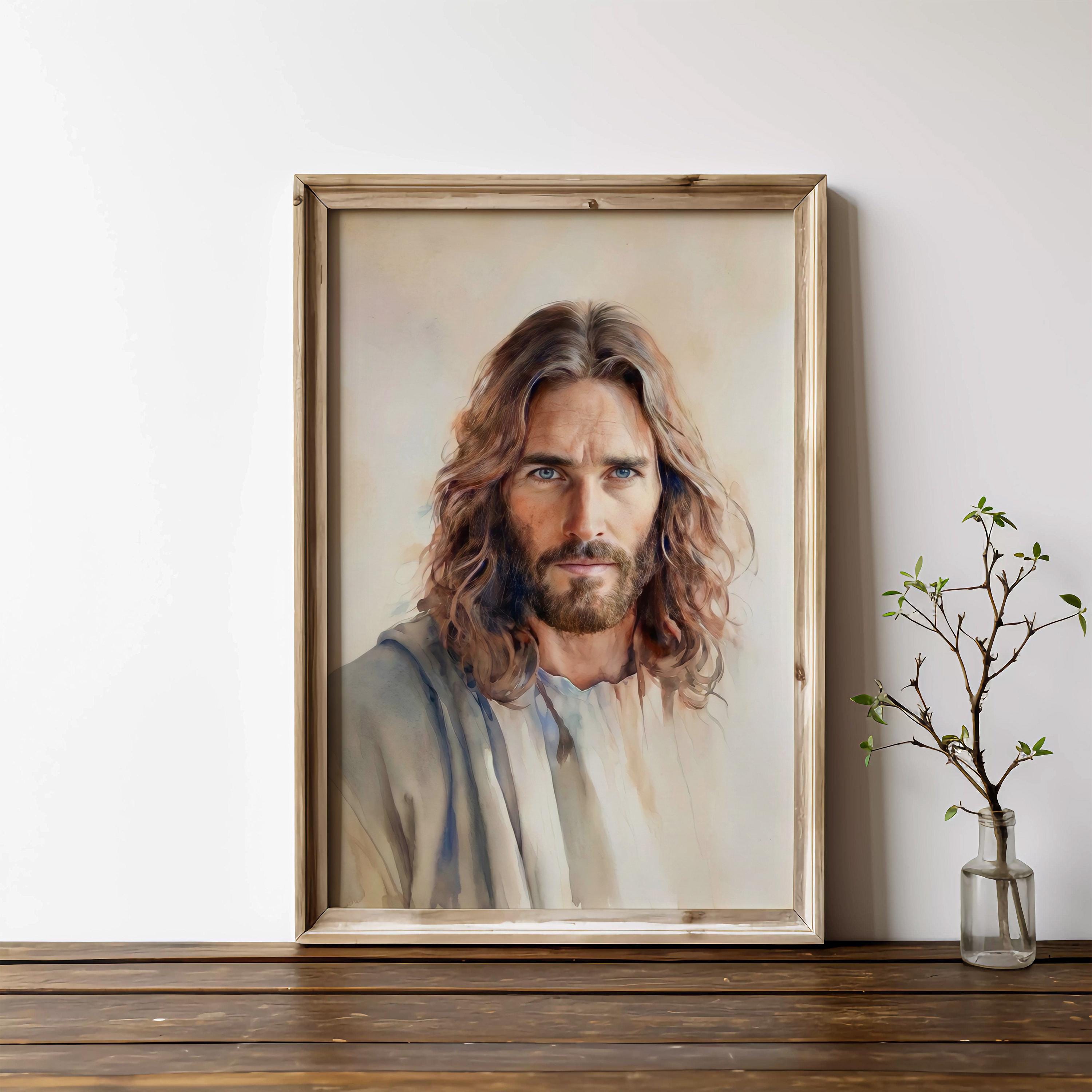 Modern Jesus Portrait, Christian Watercolor Painting, Digital Wall Art ...