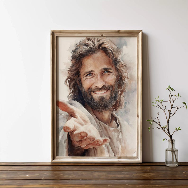 Smiling Jesus Christ Portrait, Savior Christian Art (digital Download ...