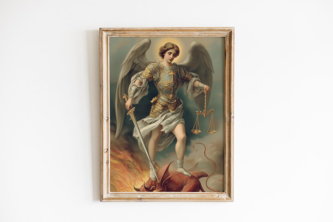 Archangel Michael Painting, Saint Michael Wall Art (printable) - Etsy
