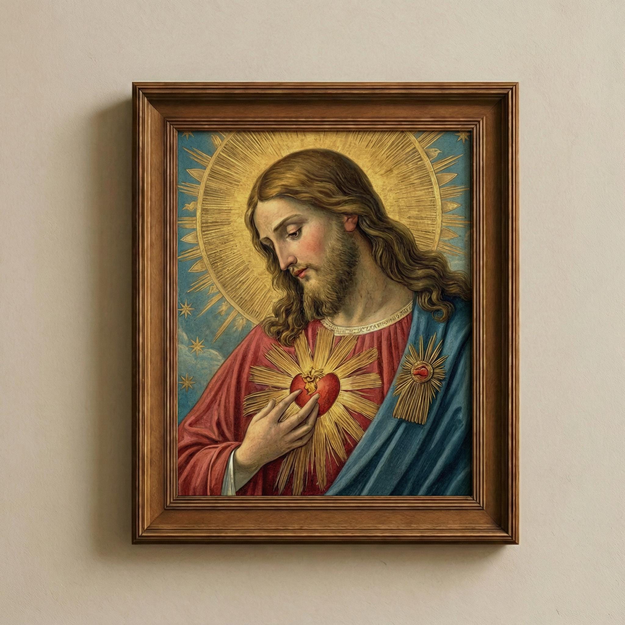 Sacred Heart of Jesus Catholic Wall Art | Christian Religious Home ...