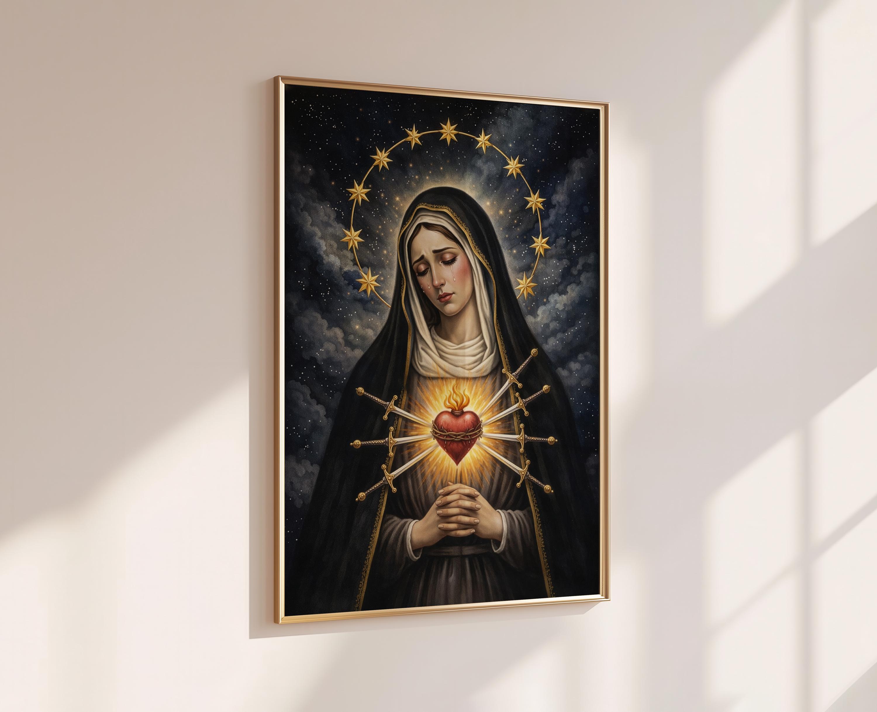 Our Lady of Sorrows Catholic Painting| Religious Art Christian Poster ...