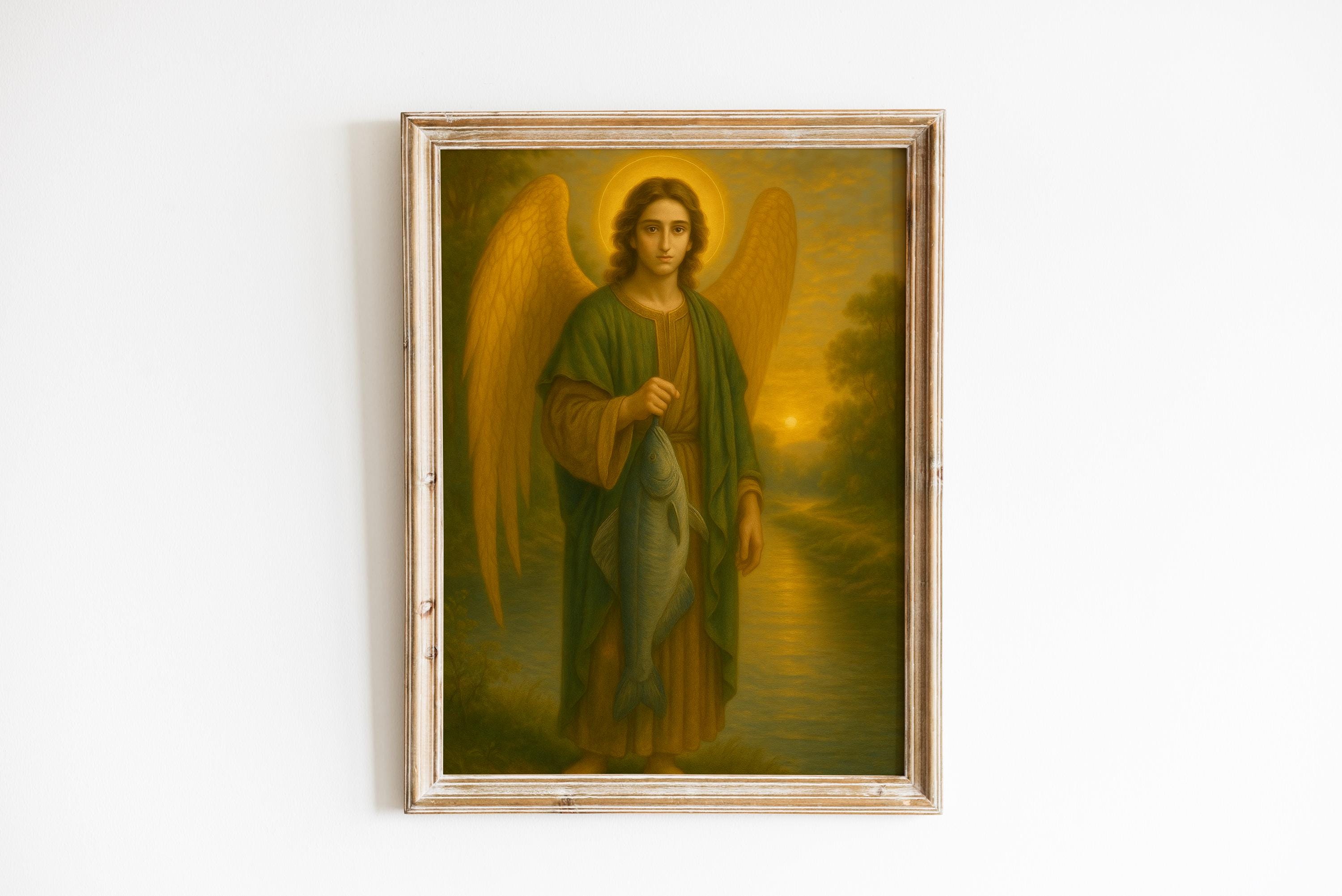 Archangel Raphael With the Healing Fish: Religious Art Catholic Decor ...