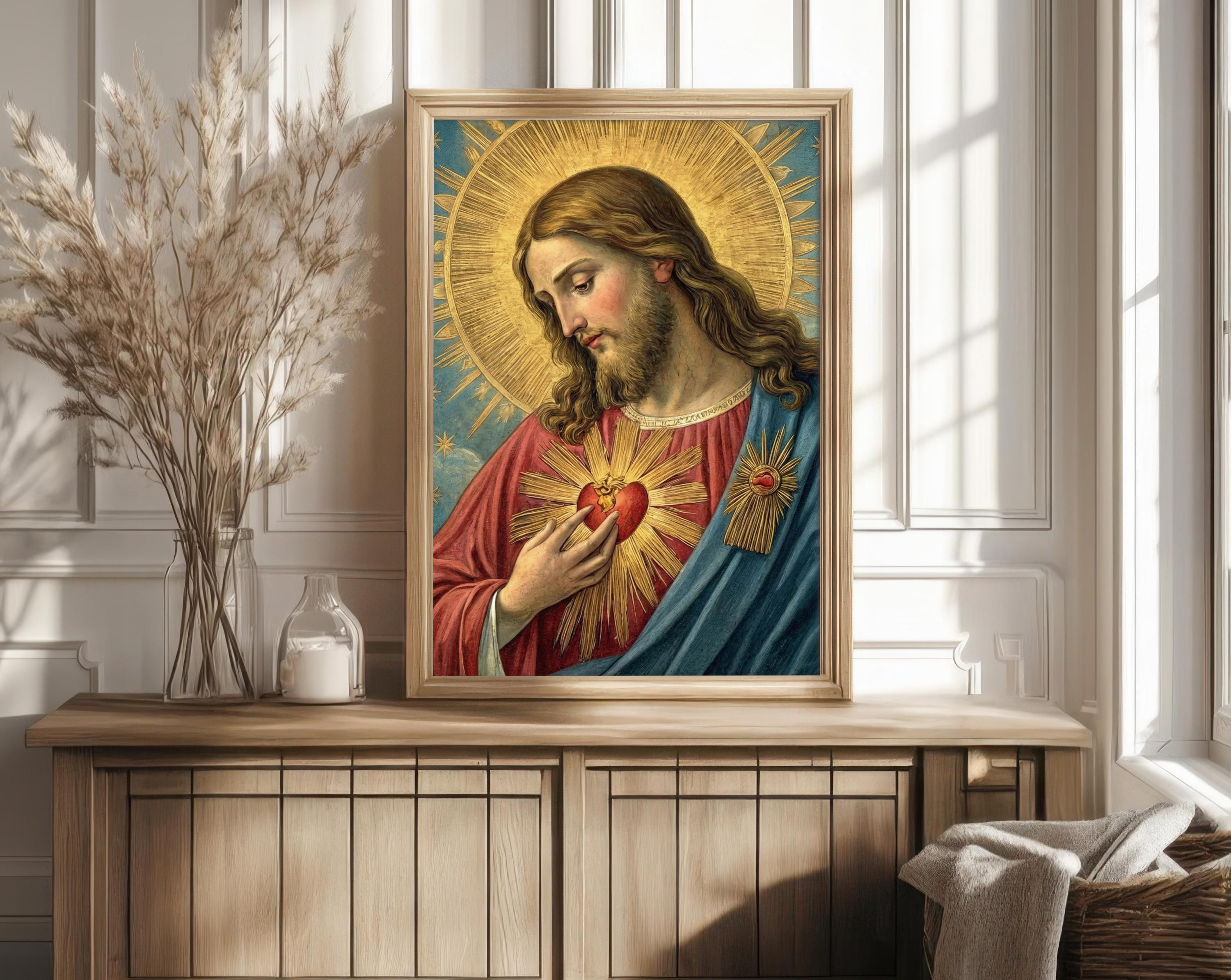 Sacred Heart of Jesus Catholic Wall Art | Christian Religious Home ...