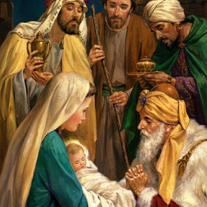 Adoration of the Magi Christian Painting, Nativity Scene Christian Art ...