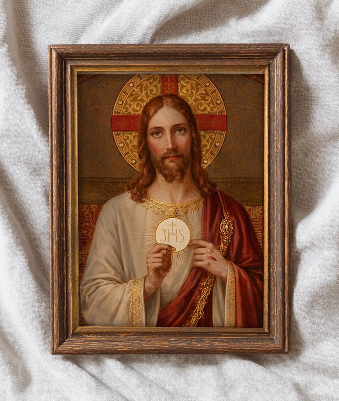 Sacred Heart Jesus Eucharist Art Print, Catholic Christian Wall Decor ...